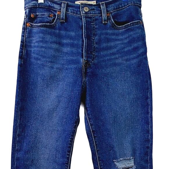 Levi's SZ 29/28 Wedgie Straight Jeans Distressed Knee 110783 34964-0151 - Picture 3 of 6